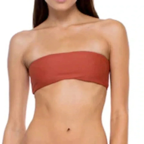 NWT Jade Swim All Around Bandeau Ribbed Red Bikini Top S - Picture 1 of 8